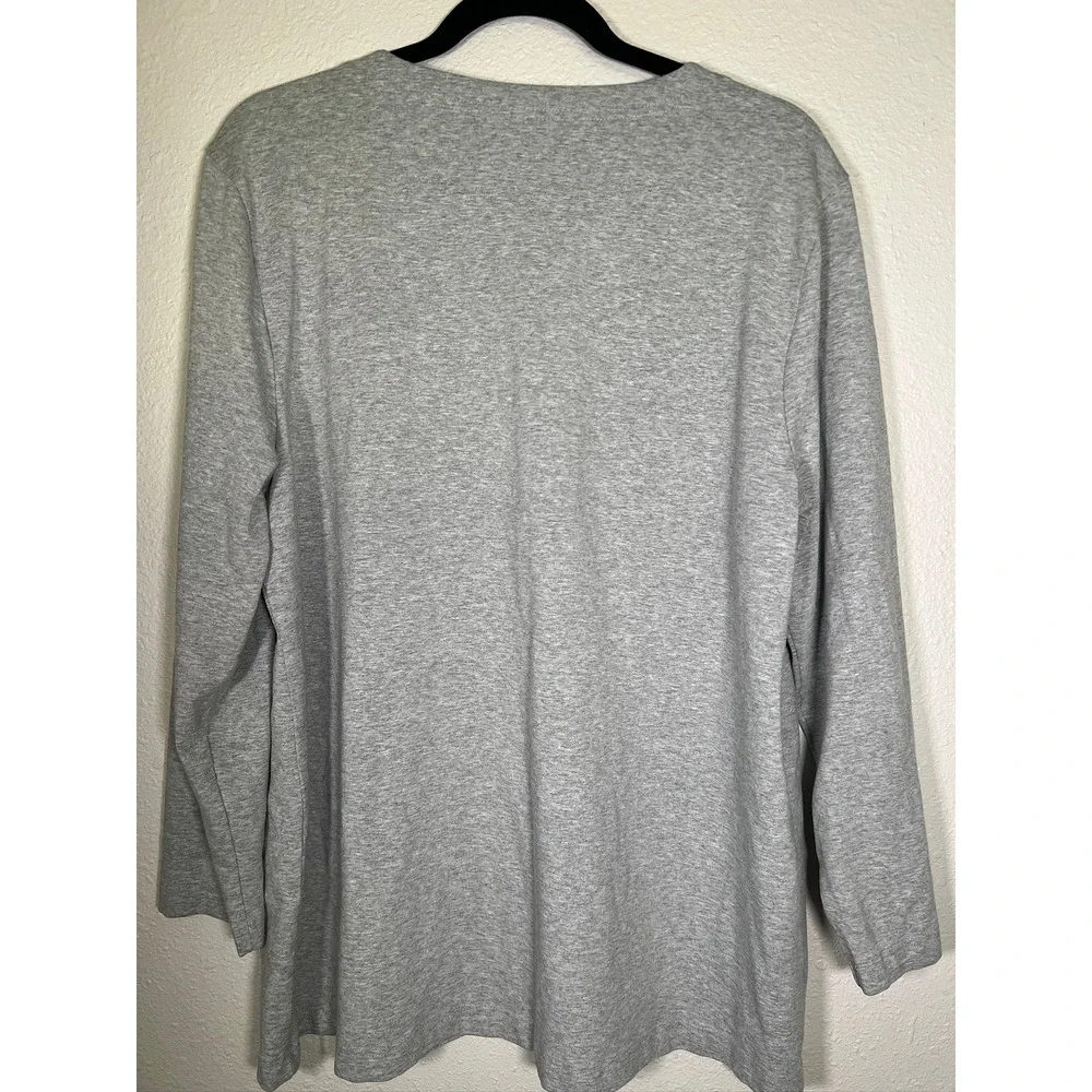 Hanna‎ Andersson Cardigan Women XL Gray V-Neck Long Sleeve Jersey Knit Layering